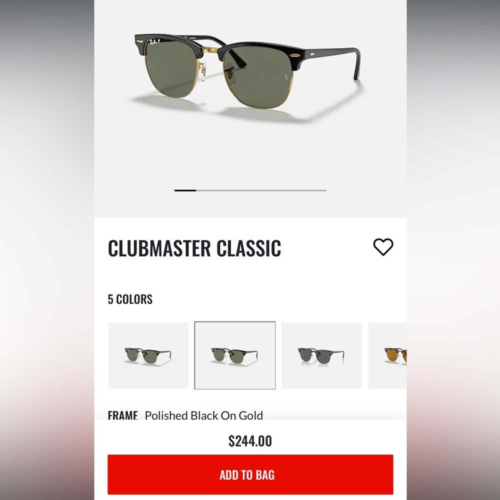 Ray-Ban Classic Black and Gold Sunglasses